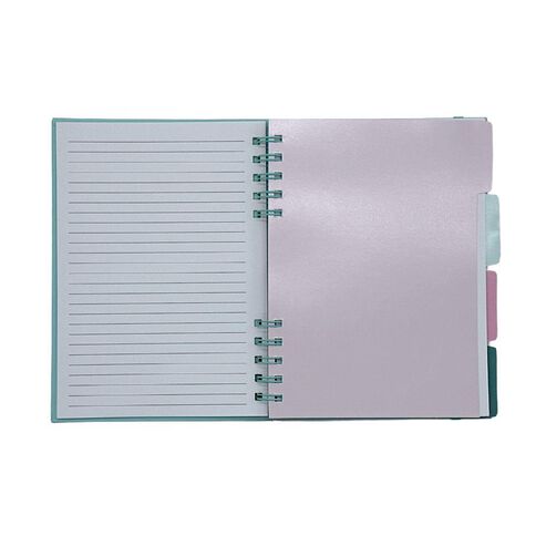 Uniti Clubhouse Hardcover Notebook With Tabs Cherry Green Light