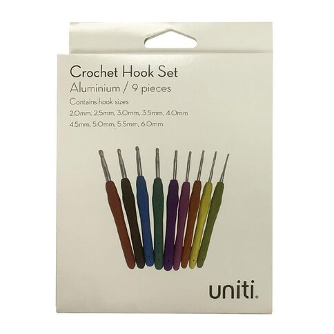 Uniti Crochet Hooks Aluminium 9 Pack