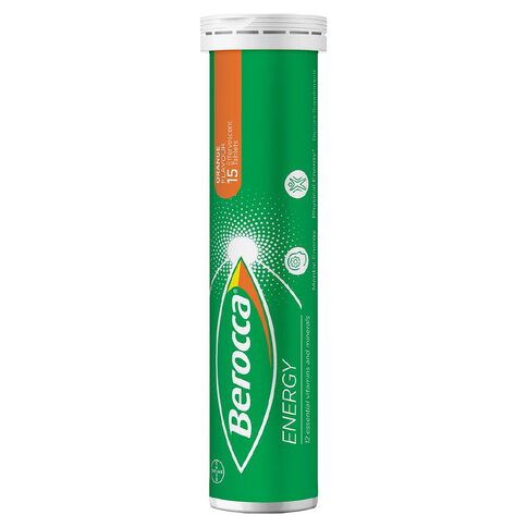 Berocca Energy Vitamin B & C Orange Flavour Effervescent Tablets 15 Pack