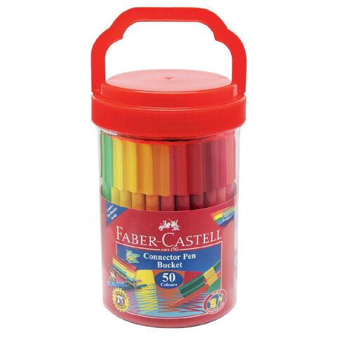 Faber-Castell Connector Felt Pens Bucket Multi-Coloured 50 Pack
