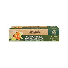 Ecopack Compostable Resealable Snack Bags 20 pack