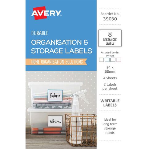 Avery Durable Handwritable Storage Labels 91mm x 68mm 8 Labels