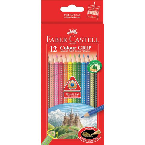Faber-Castell Grip Coloured Pencils 12 Pack Multi-Coloured 12 Pack