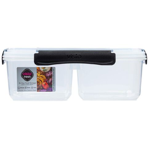 Visto Fresh Split Storage Container Clear/Charcoal Clips 2 Litre