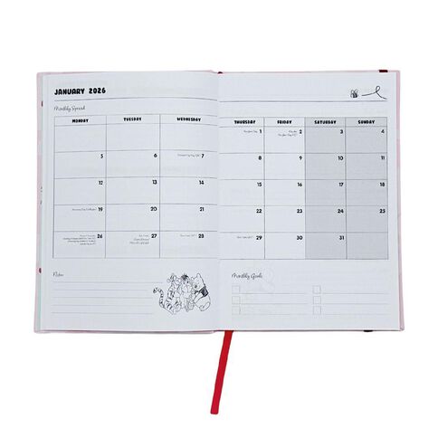Winnie the Pooh 2026 Week To Date Diary Pink A5