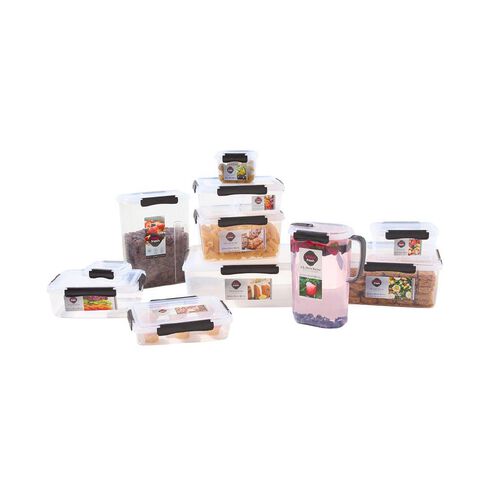 Visto Fresh Storage Container Clear/Charcoal Clips 1 Litre