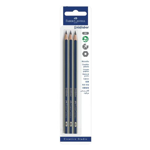 Faber-Castell Goldfaber 2H Pencils Black 3 Pack