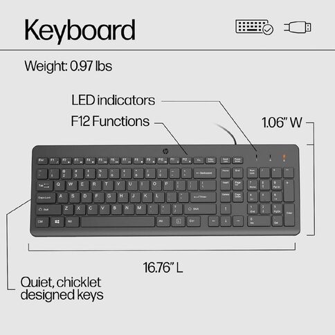 HP 150 Wired Mouse and Keyboard Combo 240J7AA