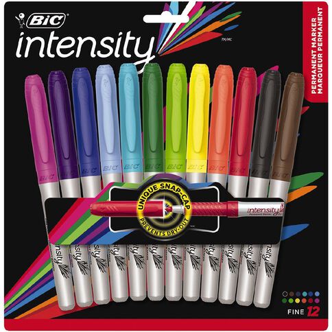 Bic Intensity Permanent Marker Fine Assorted 12 Pack