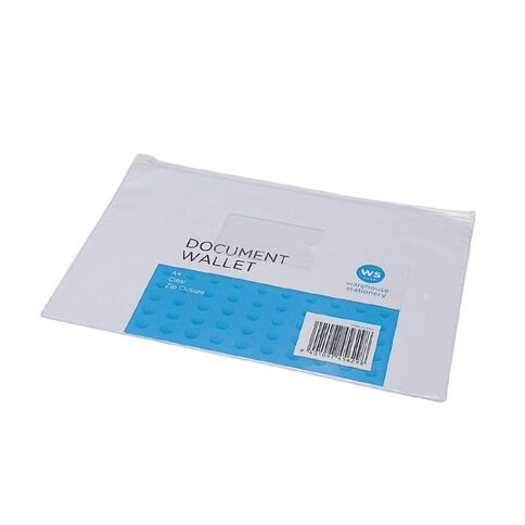 WS Zipper Document Wallet Clear A4