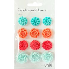 Uniti Embellishments Flowers 12 Piece