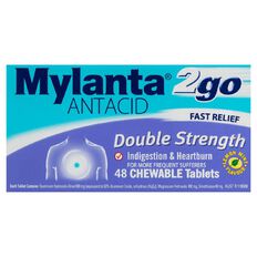 Mylanta 2Go Double Strength Chew Tablets 48s