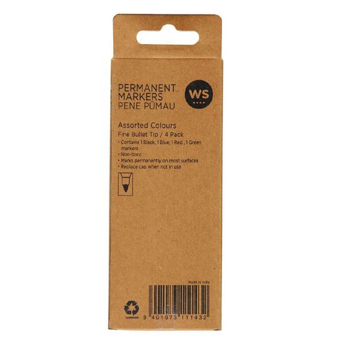 WS Permanent Marker Assorted 4 Pack