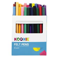 Kookie Felt Pens Multi-Coloured 36 Pack