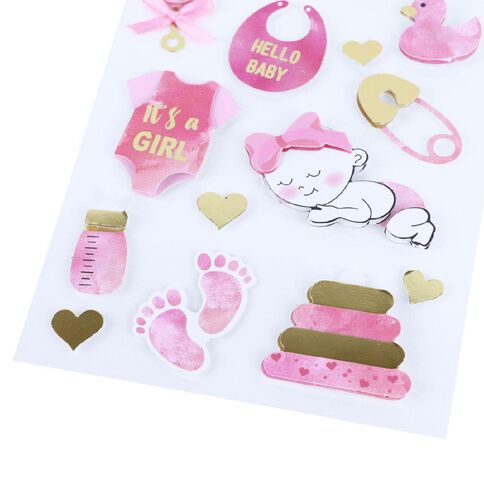 Uniti Dimensional Stickers Baby Girl