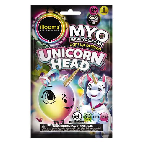 Illooms Make Your Own Unicorn Head Light Up Balloon