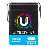 U By Kotex Ultrathin Pads Regular No Wings 14 Pack