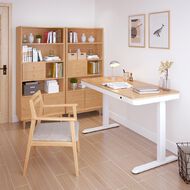 Workspace 1200mm Adj Desk Wood Look Top White Legs
