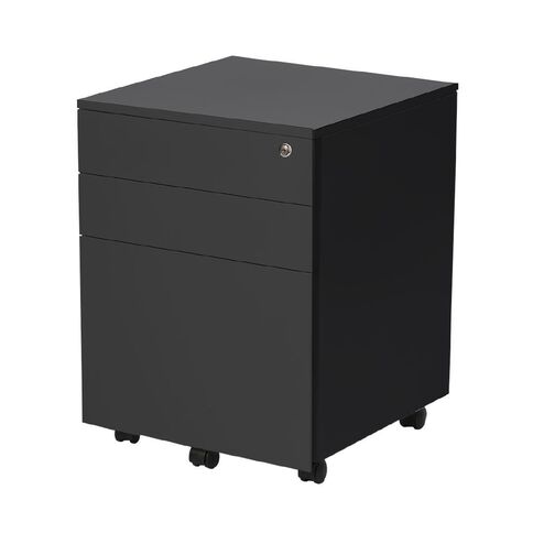Firstline 3 Drawer Metal Mobile Black