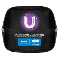 U By Kotex Overnight Ultra Thin Pads with Wings 10 Pack