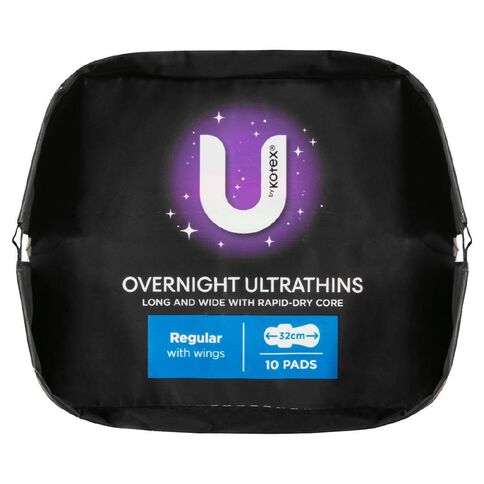 U By Kotex Overnight Ultra Thin Pads with Wings 10 Pack