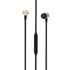 Tech.Inc Metallic Earbuds with Mic and Volume Control Champagne