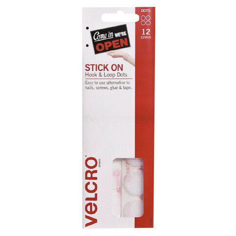 VELCRO Brand Hook & Loop Handy Dots 22mm 12 Set White