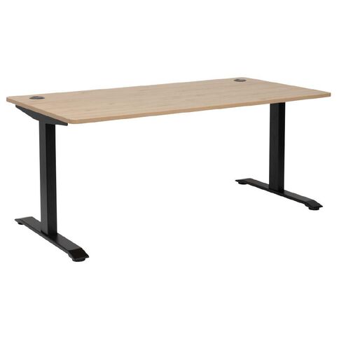 Jasper J Emerge 1800x800 Straight Desk Pacific Oak Top Black Metal Base