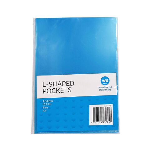 WS L-shaped Pockets 10 Pack Blue Mid A4