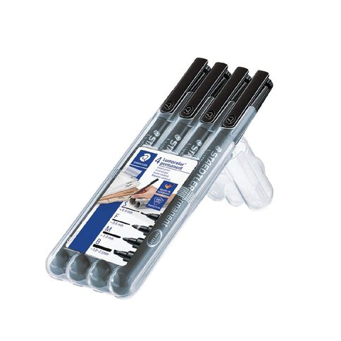 Staedtler Lumocolor Permanent OHP Pen Black 4 Pack