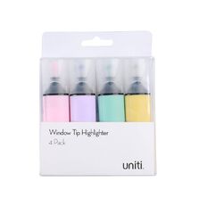 Uniti Window Tip Highlighters 4 Pack