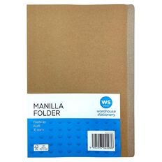 WS Manilla Folders Foolscap Kraft 10 Pack