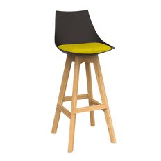 Luna Black Bumblebee Oak Base Barstool Yellow Mid