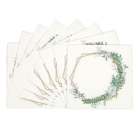 Party Inc Leaf Napkins 2-ply 33cm Green Mid 20 Pack