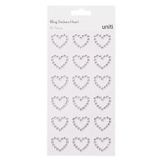 Uniti Bling Hearts Stickers 18 Piece Silver