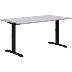 Premium Fixed Height Desk Black & Silver Strata 1800x800