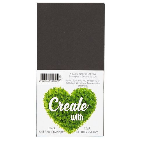 Create With DL Envelope Black 25 Pack