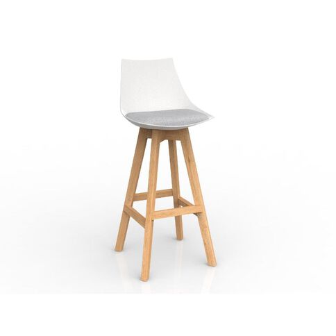 Luna White Ash Oak Base Barstool Grey Mid