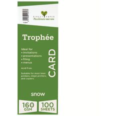 Trophee Card 160gsm Snow White 100 Pack