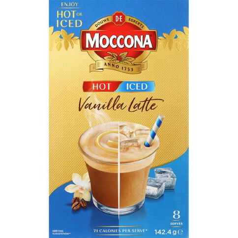 Moccona Hot/Iced Coffee Vanilla Latte 8 Pack