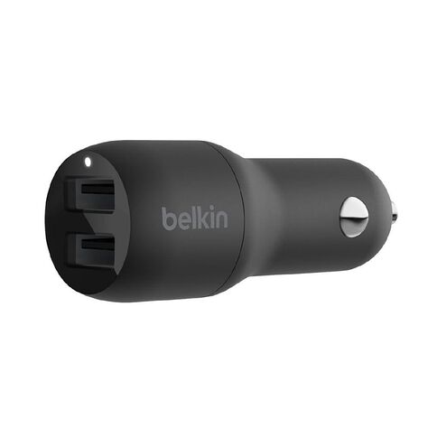 Belkin BoostCharge 24W Dual USB-A Car Charger Black