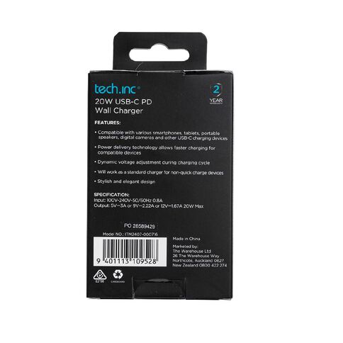 Tech.Inc USB-C 20W Wall Charger