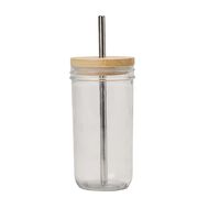Living & Co Glass Jar With Metal Straw Clear