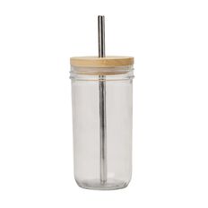Living & Co Glass Jar With Metal Straw