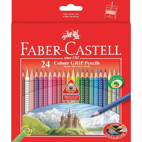 Triangular colour pencils, cardboard wallet of 24