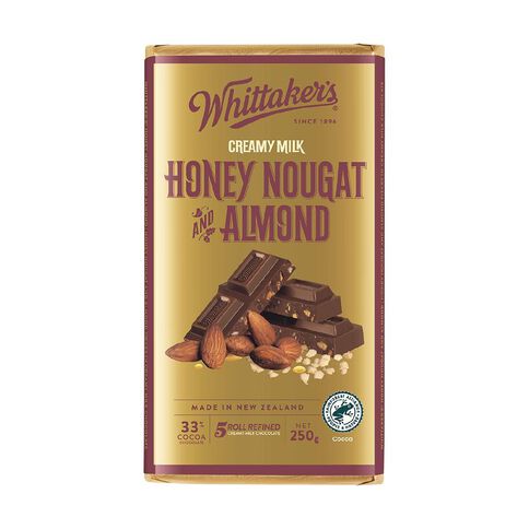 Whittaker's Honey Nougat and Almond Chocolate Block 250g