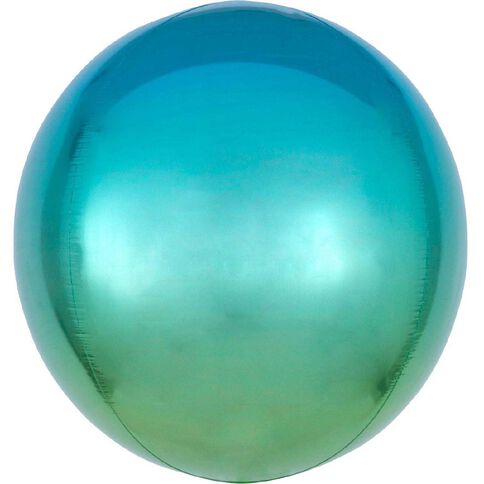 Anagram Ombre Blue & Green Foil Balloon Orbz 15in