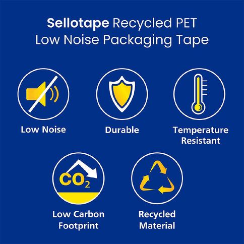 Sellotape Recycled PET Packaging Tape Low Noise 24mm x 50m