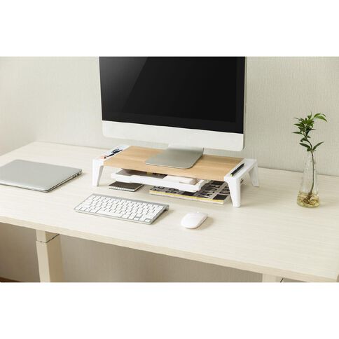 Bracom Universal Tabletop Monitor Riser with drawer White