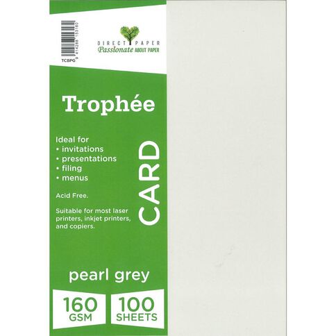 Trophee Card 160gsm Grey A4 100 Pack